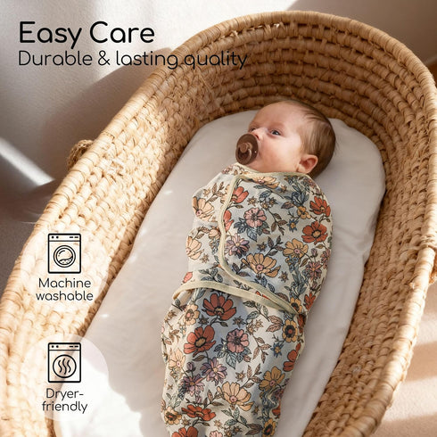 0-3 2-Pack Baby Swaddles for Newborn Organic Cotton,Soft & Snug Newborn Velcro Swaddle Months Sleep Sack Helps Calm