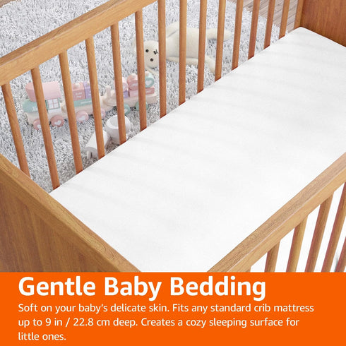 100% 28 52 Inches, Amazon Basics Cotton Jersey Knit Fitted Crib Sheet for Boys and Girls, fits Standard Crib