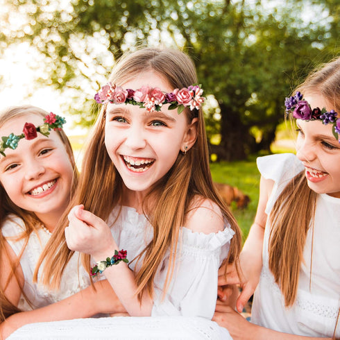 Hapinest Make Your Own Flower Crowns and Bracelets Craft Kit for Girls, Gifts Ages 6-10 Years Old and Up