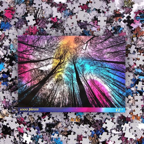 Bgraamiens Puzzle - Forest Under Starry Night - 1000 Pieces Gradient Magic Colorful Puzzle for Adults