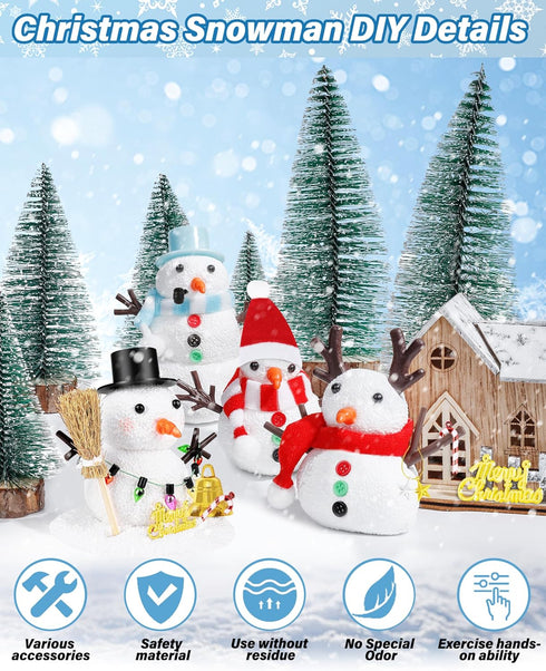 16 Pack Snowman Kit, Build a Snowman Craft Kit for Kids, Christmas Craft Creative Air Dry Clay Modeling Dough Crafts