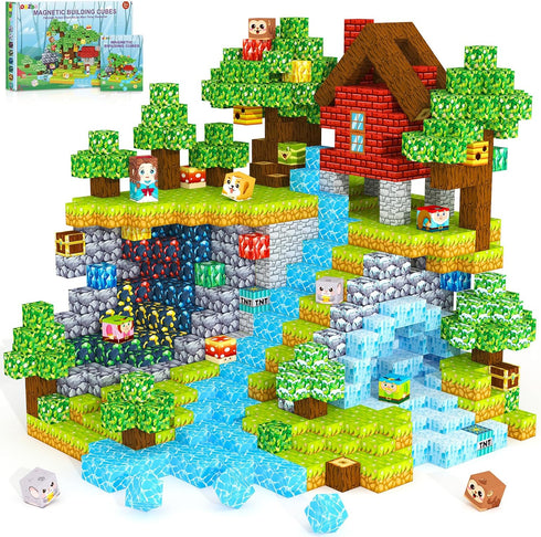 ORZbb Magnetic Blocks, Magnet Cubes Building Blocks Toddler Travel Toys for 3-5 5-7