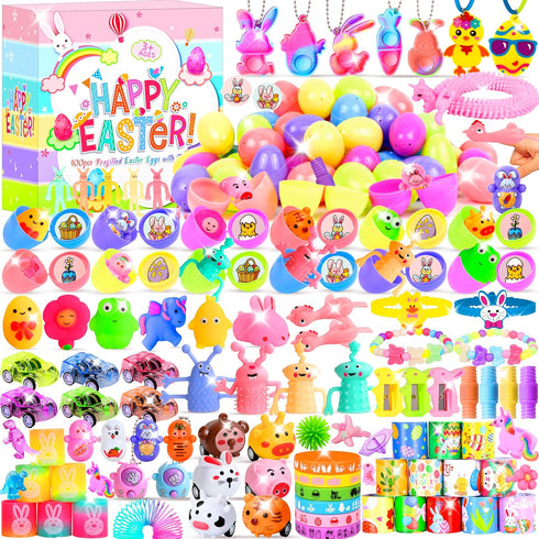 OCTERIC 360 Pcs Prefilled Easter Egg Toys Set Include 120 Pastel Color Plastic