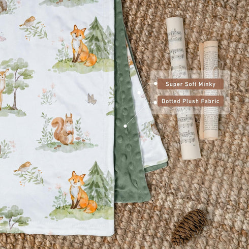 30x40 Inch Baby Blanket for Boys Girls, Super Soft Double Layer Minky Dot Blanket with Woodland Animals, Lightweight