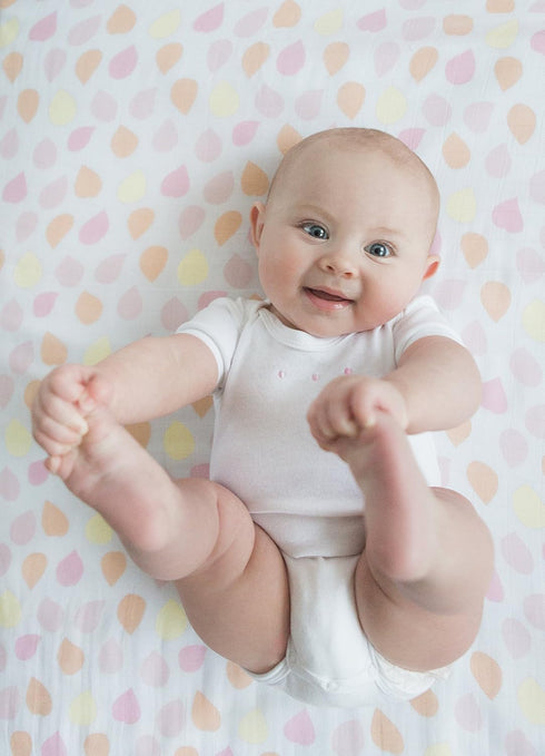 Set 2, Amazing Baby Silky Swaddle Muslin Blankets, of Bamboo Viscose, Petals and Dots, Pink