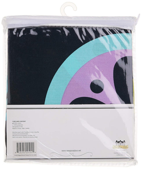 One Grace Place Magical Michayla Changing Pad Cover, Main: Black. Additional: Pink and Turquoise