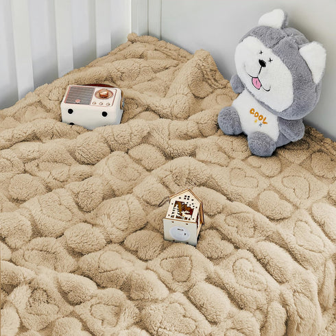 Cozy 30"x40" Yurhap Fleece Baby Blanket Heart Checkered, Ultra Soft Baby Blankets for Boys Girls, Fluffy Infant Toddler