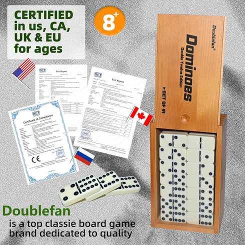 Set, 12 Set Set 91 (2-8 Doublefan Mexican Train Dominoes Double Dominoes for Adults, Mexican Dominoes Train for Adults