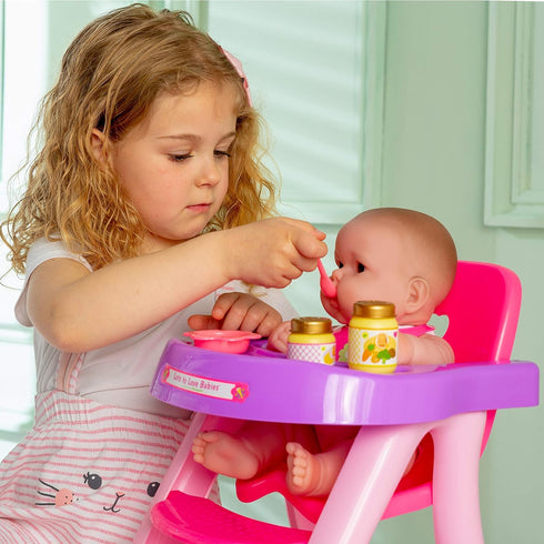 14" Set 2+, JC Toys - Lots to Love Babies Doll and High Chair | Feeding Gift and Accessories | Posable & Waterproof |