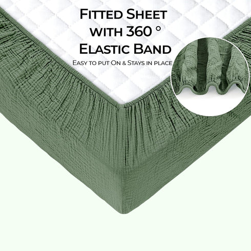 2 Pack, 100% 52x28 Dreamology Muslin Crib Sheets, Cotton Crib Sheet Fitted, for Girls, Boys, Green Crib Sheets