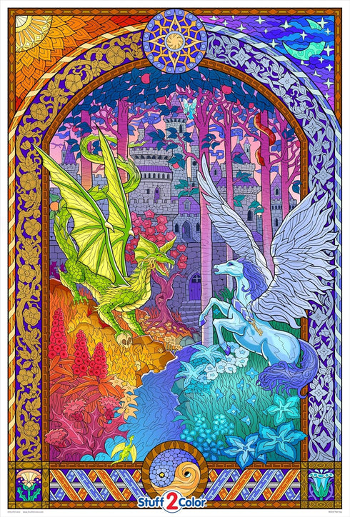The Key - Giant Detailed Fantasy Coloring Poster, 22x32.5 Inches - Intricate Design for Kids, Teens, and Adults