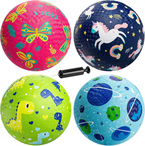 ZOOJOY Pack of 4 Playground Balls, 6" Rubber Bouncy Kickball Set for