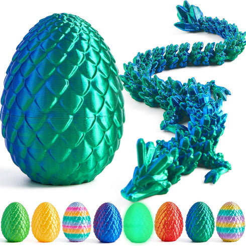 8Pcs 3D JOYIN Printed Dragon Eggs with Laster Color Dragon, Articulated Magic Toys, Easter Basket Stuffers for Kids