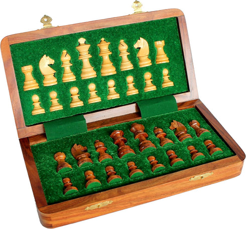 StonKraft Wooden Chess Board Game Set with Magnetic Pieces (12" X 12")