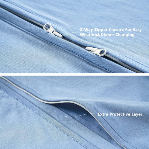 TILLYOU Sleep Sack 0-6 Months, 0.5 TOG Baby Wearable Blanket with 2-Way Zipper, 2 Pack, Sky Adventure & Sky Blue