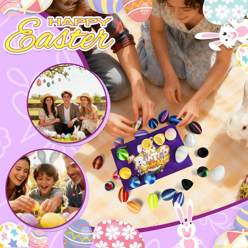 24 3D 2.36" PCS Printed Eggs, Empty Eggs Fillable Eggshells for Easter Egg Hunt, Basket Fillers, Treats, Party Favor