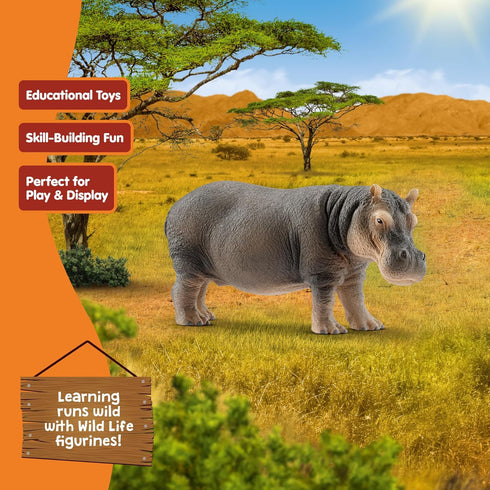 3+ Schleich Wild Life Realistic Detailed Hippopotamus Figurine - Wild Hippo Figurine Toy for Play and Education, Highly