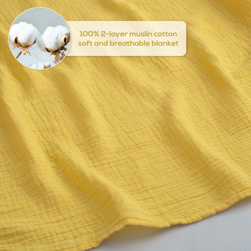 100% 47"x47", Pack 2 Muslin Swaddle Baby Blanket for Boys and Girls, Cotton, Swaddles for Newborns, Soft Breathable