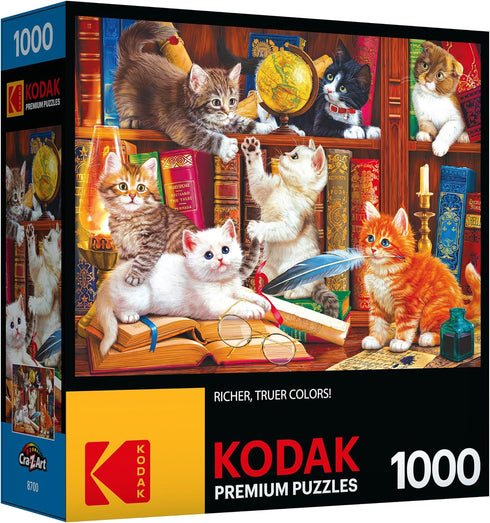 RoseArt - Kodak Premium - Library Mischief - 1000 Piece Jigsaw Puzzle for Adults