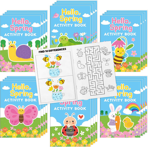 Spring Activity Books for Kids - 24Pcs Hello Spring Mini Games Coloring