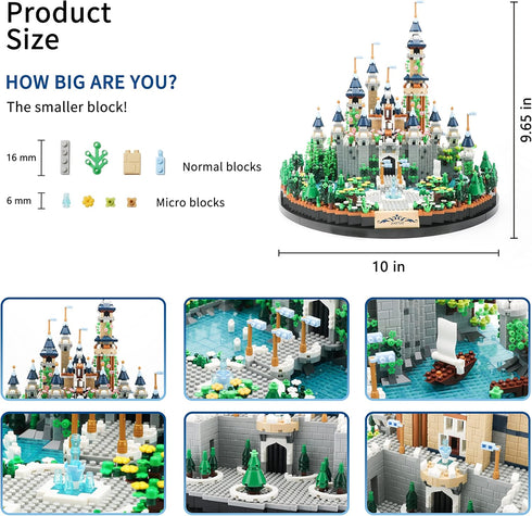 Magic Princess Castle Micro Building Blocks, Medieval Mini Building Kit for Adults, Creative Display Gift, 3600 PCS