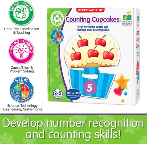 The Learning Journey: My First Match It - Counting Cupcakes 15 Piece Self-Correcting Puzzles for Toddlers