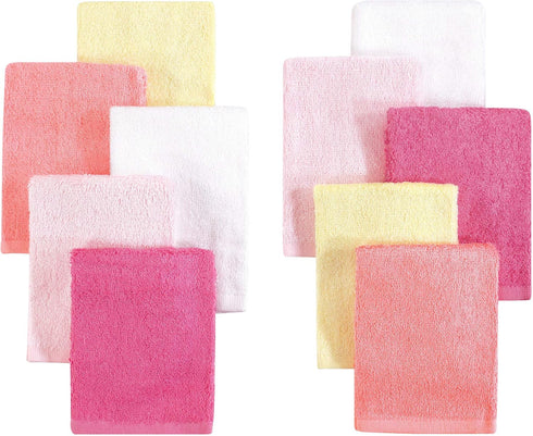 Little Treasure Unisex Baby Rayon from Bamboo Luxurious Washcloths, Pink Yellow, 10-Pack