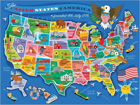RoseArt Map of USA Puzzle for Kids 100 Large Pieces, 24" x