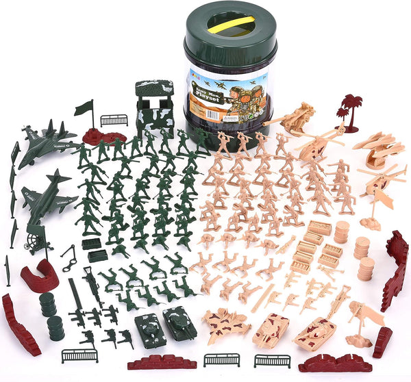 JOYIN 164 Piece Military Soldier Playset Army Men Play Bucket Army Action