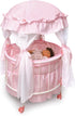 Badger Basket Toy Royal Pavilion Round Doll Bed with Canopy and Bedding for 18 inch Dolls, Pink/White