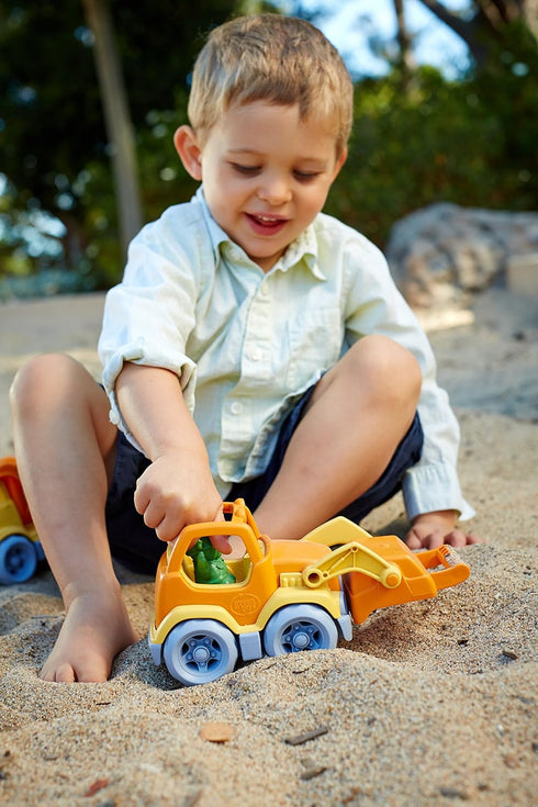 Green Toys Scooper Construction Truck in Yellow/Orange for Kids Outdoor Play