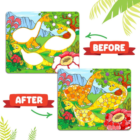 3, 4, 5, 6, 7 Dot Sticker Art Activity - Dinosaurs Dot Art, No Mess Crafts for Kids, Stocking Stuffers Toddlers, DIY