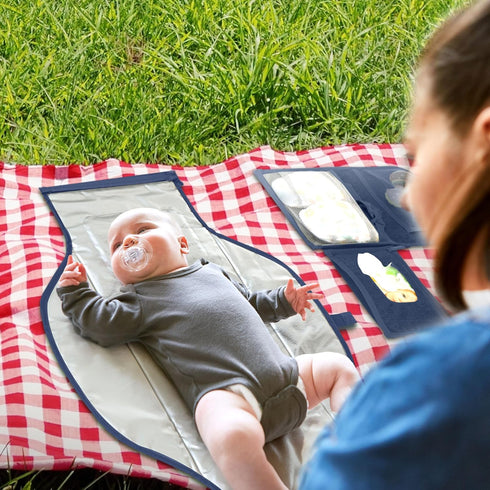Portable Changing Pad for Baby, Large Waterproof Diaper Changing Mat, Foldable & Detachable with Wipes Pockets by