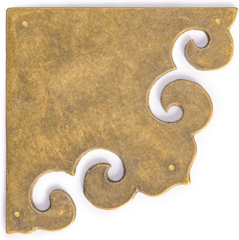 Brass Curled Box Corner Plate – Set of 2, 3.3"