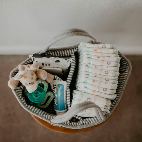 Parker Baby Rope Diaper Caddy Organizer - Nursery Storage Bin and Car Organizer for Diapers and Baby Wipes - Diaper
