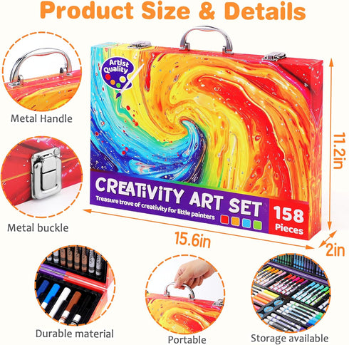 158 4-8, 6-8, Set 4 5 6 7 8 9 10 11 12 Pcs Art Supplies for Kids Ages Deluxe Art Kit Crafts Drawing Painting
