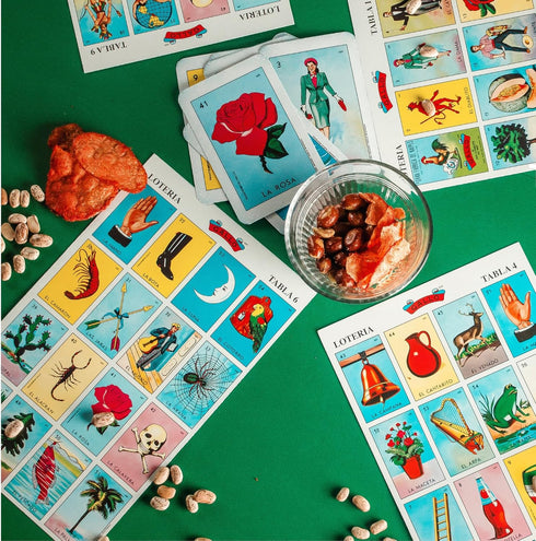 Set 100 20 The Original Lotera Mexican Bingo Game - Complete with Bingo Chips for Players - Authentic Lotera de Lujo
