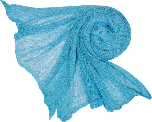 Matissa Newborn Baby Photography Prop Swaddle Cheesecloth Knit Crochet Wrap (Blue) - 16 Colors Available