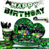 Video Game Party Supplies - 128pcs Tableware Set with Plates, Cups, Tablecloth, and Banner for Kids' Birthday