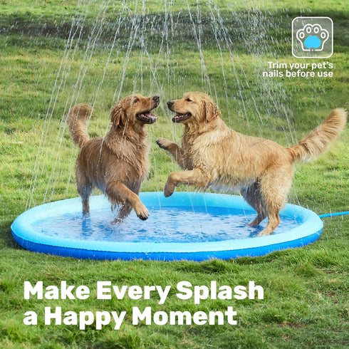 72" (72in, SLOOSH Non-Slip Splash Pad Sprinkler - Outdoor Water Toys Play Mat for Toddlers Kids Dogs, Outside Thickened