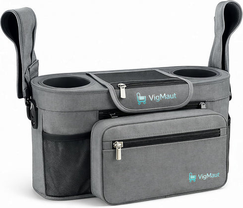 Stroller Caddy with Cup Holder Universal Waterproof Stroller Organizer with Cup Holder