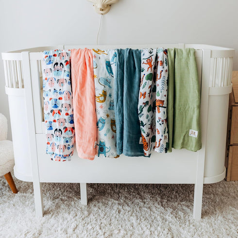 Roo and Bear 47 47 Inch, 2 Pack Muslin Swaddle Blankets for Newborn Baby, Buttery Soft and Breathable Receiving Blanket