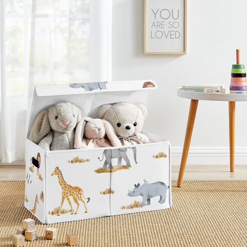 Sweet Jojo Designs Jungle Animals Small Fabric Toy Bin Storage Box Chest Baby Nursery Kids Room Dark Hunter Green