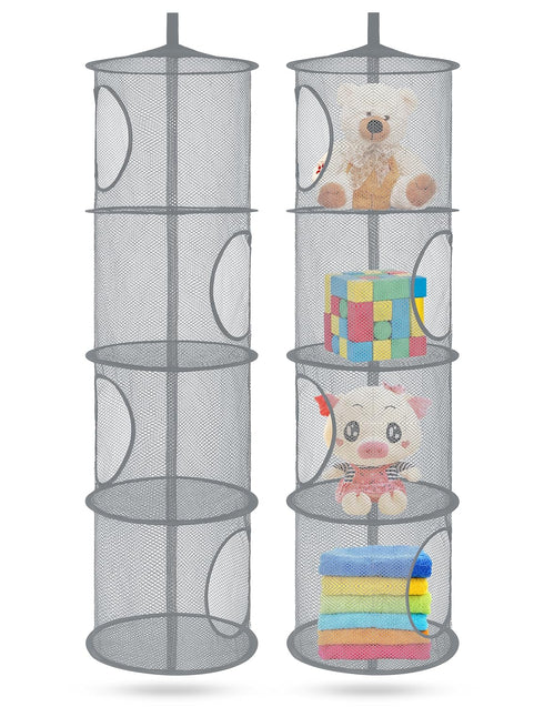 Libeder Mesh Hanging Storage Space Saver Bags Organizer - Foldable Storage Organizer with 4 Compartments, Toy Storage