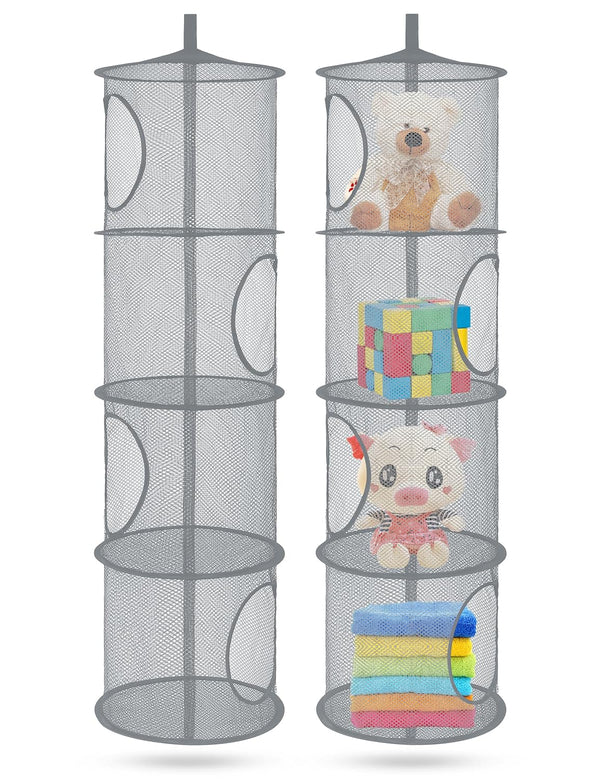 Libeder Mesh Hanging Storage Space Saver Bags Organizer - Foldable Storage Organizer with 4 Compartments, Toy Storage