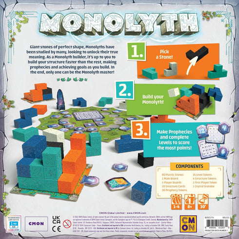 Cmon Monolyth Board Game | Monolith Building Strategy Game | Fun Tactile Puzzle Game for Kids & Adults | Ages 8+ | 1-4