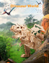 MIEBELY 3D Wooden Puzzles for Adults, T-Rex Dinosaur Model Kits that Walk and Roar, Mechanical Dinosaur Toys for Kids