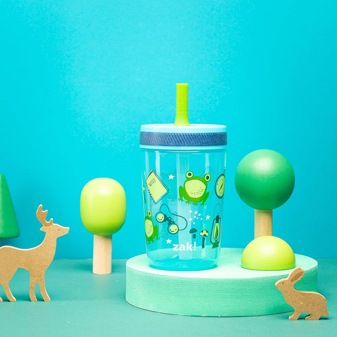 Zak Designs Kelso 15 oz Tumbler 2pc Set, Leak-Proof Lid with Straw, Durable Plastic, Perfect for Kids