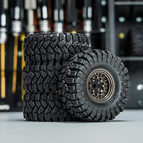 INJORA Black Coating Brass 1.0 Beadlock Wheel Tires Set for Axial SCX24 AX24 TRX4M FCX24 Upgrade 1/24 1/18 RC Crawler