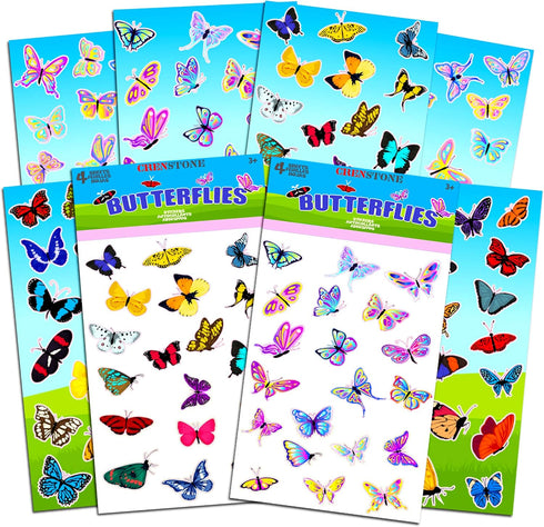 Over 160 Butterflies Stickers Pack for Party Supplies - Adhesive Sticker Sheets for Girls Kids Toddlers Adults